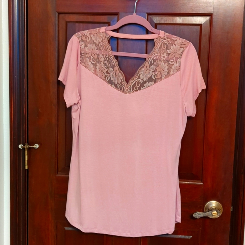 Blush lace trim jersey XXL